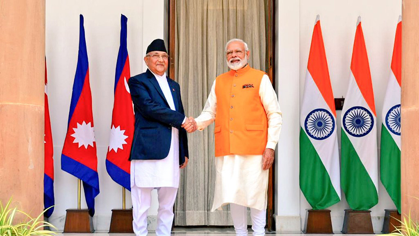 प्रधानमन्त्री ओली र भारतीय प्रधानमन्त्री मोदीबीच भेटवार्ता